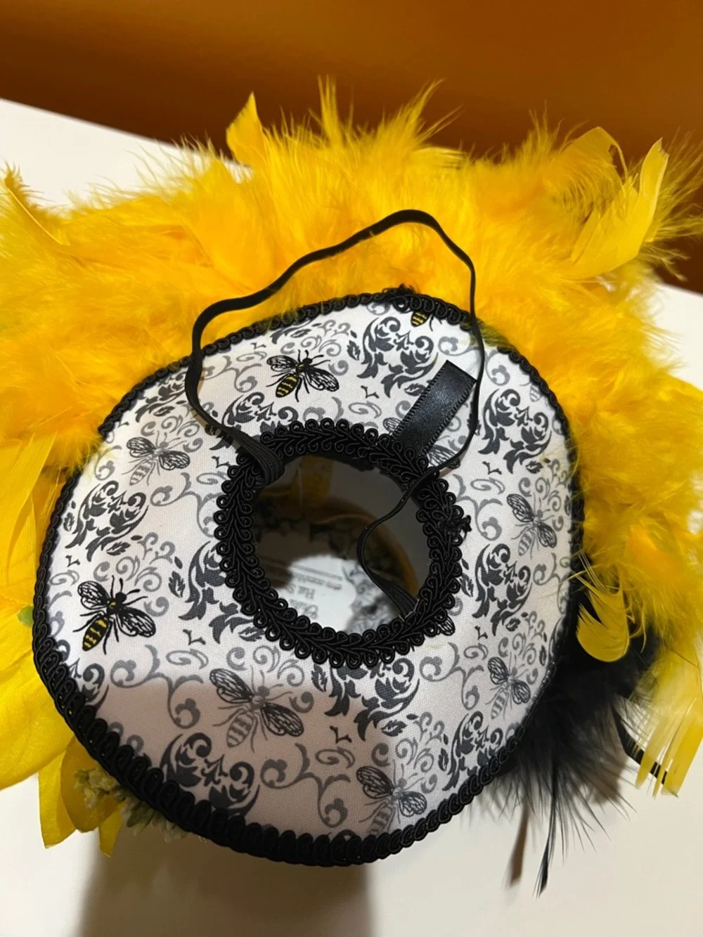 Custom Made Bumble Bee Kentucky Derby Fascinator Hat, Yellow Black Mini Top Hat - Picture 12 of 13